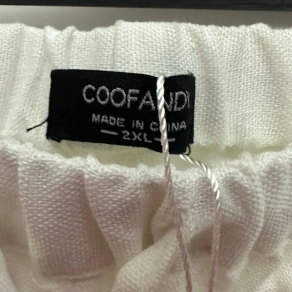 Coofandy Men’s White Casual Cotton Drawstring Pants Size 2XL NWT Coastal